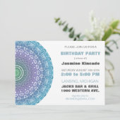 Invitations de fête d'anniversaire de Mandala bleu (Debout devant)