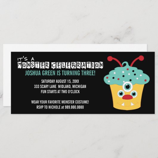 Invitations de fête d'anniversaire de Monster Bash (Devant / Derrière)