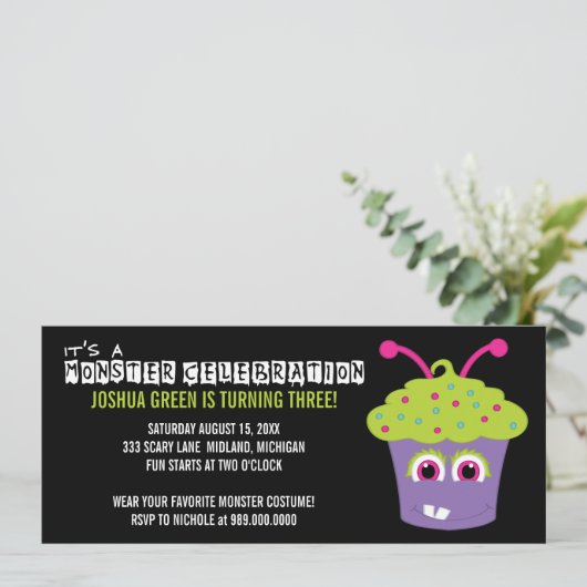 Invitations de fête d'anniversaire de Monster Bash (Debout devant)