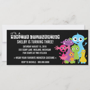 Invitations de fête d'anniversaire de Monster Bash