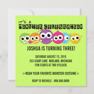 Invitations de fête d'anniversaire de Monster Bash