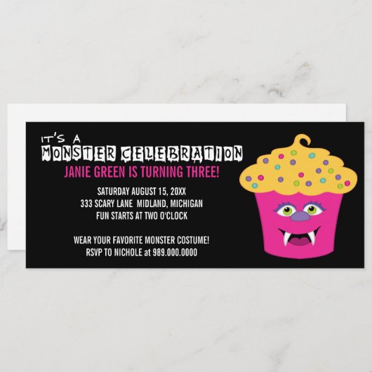 Invitations de fête d'anniversaire de Monster Bash (Devant / Derrière)