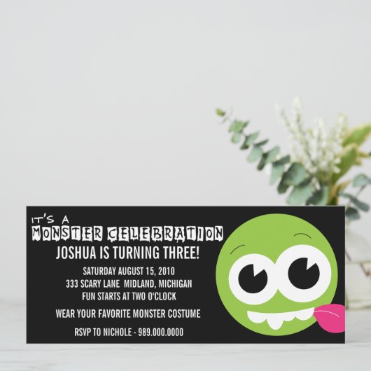 Invitations de fête d'anniversaire de Monster Bash (Debout devant)