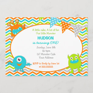 Invitations de fête d'anniversaire de monstre