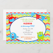 Invitations de fête d'anniversaire de monstre (Devant / Derrière)