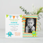 Invitations de fête d'anniversaire de monstre (Debout devant)