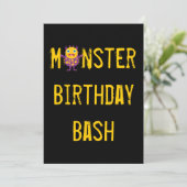 Invitations de fête d'anniversaire de monstres fou (Debout devant)