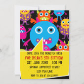 Invitations de fête d'anniversaire de monstres fou (Dos)