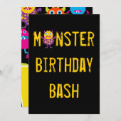 Invitations de fête d'anniversaire de monstres fou (Devant / Derrière)