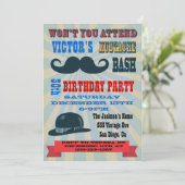 Invitations de fête d'anniversaire de moustache (Debout devant)