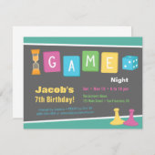 Invitations de fête d'anniversaire de nuit de jeu (Devant / Derrière)