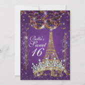 Invitations de fête d'anniversaire de Paris Bling (Dos)