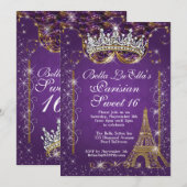 Invitations de fête d'anniversaire de Paris Bling (Devant / Derrière)