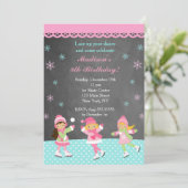 Invitations de fête d'anniversaire de patinage de (Debout devant)