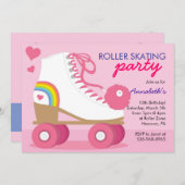 Invitations de fête d'anniversaire de patinage de (Devant / Derrière)