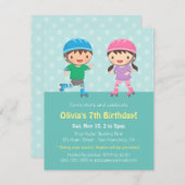 Invitations de fête d'anniversaire de patinage de (Devant / Derrière)