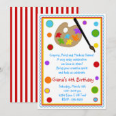 Invitations de fête d'anniversaire de peinture (Devant / Derrière)
