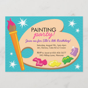 Invitations de fête d'anniversaire de peinture et