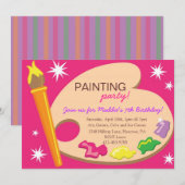 Invitations de fête d'anniversaire de peinture et (Devant / Derrière)