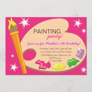 Invitations de fête d'anniversaire de peinture et