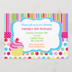 Invitations de fête d'anniversaire de petit gâteau