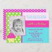 Invitations de fête d'anniversaire de petit gâteau (Devant / Derrière)