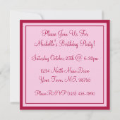 Invitations de fête d'anniversaire de petit gâteau (Dos)