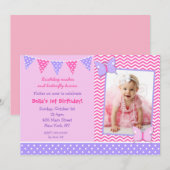 Invitations de fête d'anniversaire de photo de (Devant / Derrière)
