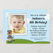 Invitations de fête d'anniversaire de photo d'ours (Devant / Derrière)