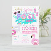 Invitations de fête d'anniversaire de piscine pour (Debout devant)