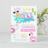 Invitations de fête d'anniversaire de piscine pour (Debout devant)