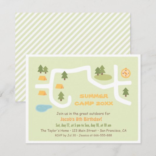 Invitations de fête d'anniversaire de plan du site (Devant / Derrière)