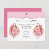 Invitations de fête d'anniversaire de princesse (Devant / Derrière)