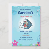 Invitations de fête d'anniversaire de requin pour  (Devant)