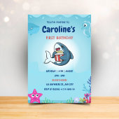 Invitations de fête d'anniversaire de requin pour 