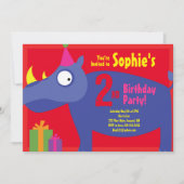 Invitations de fête d'anniversaire de Rhino Animal (Devant)