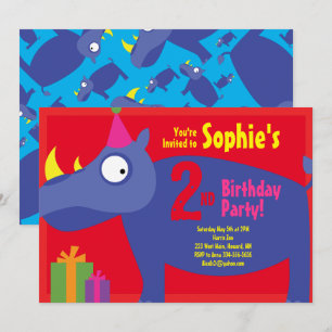 Invitations de fête d'anniversaire de Rhino Animal