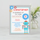 Invitations de fête d'anniversaire de robot (Debout devant)