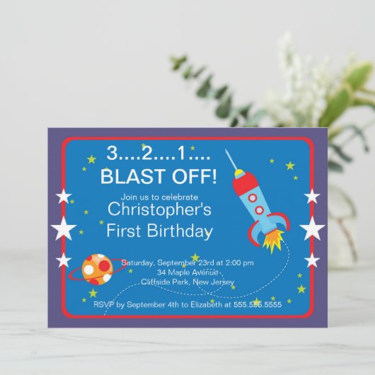 Invitations de fête d'anniversaire de Rocket (Debout devant)