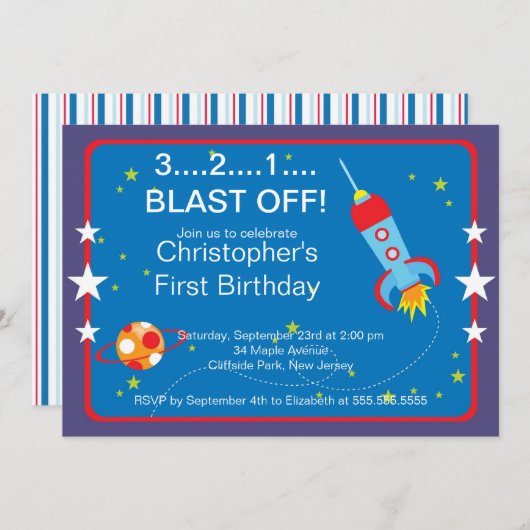 Invitations de fête d'anniversaire de Rocket (Devant / Derrière)