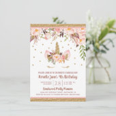 Invitations de fête d'anniversaire de rose et d'or (Debout devant)