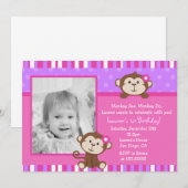 Invitations de fête d'anniversaire de singe (Devant / Derrière)