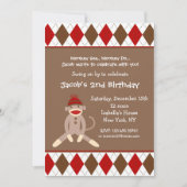Invitations de fête d'anniversaire de singe de (Devant)