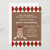 Invitations de fête d'anniversaire de singe de (Devant / Derrière)