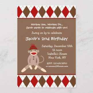 Invitations de fête d'anniversaire de singe de