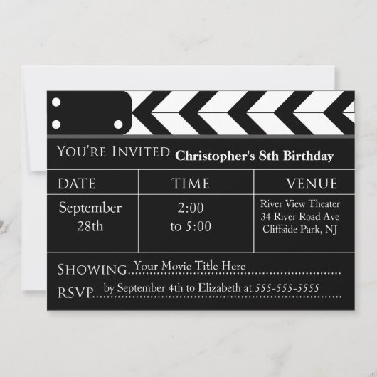 Invitations de fête d'anniversaire de soirée (Devant)