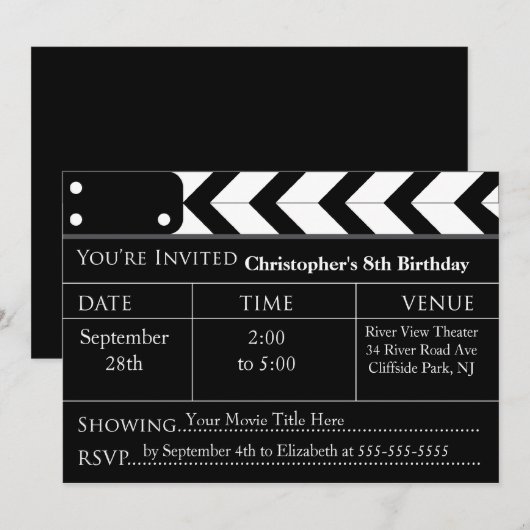 Invitations de fête d'anniversaire de soirée (Devant / Derrière)