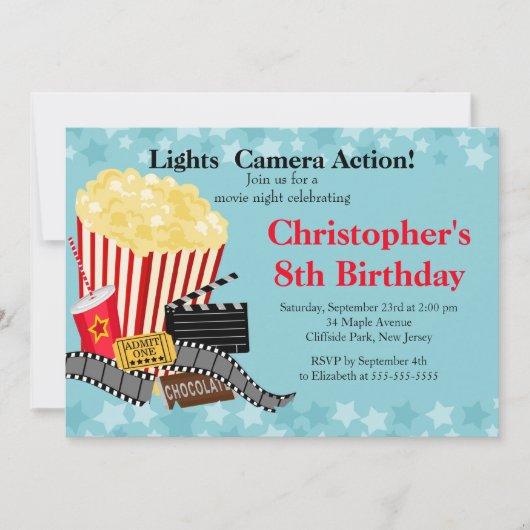 Invitations de fête d'anniversaire de soirée (Devant)