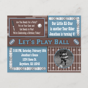 Invitations de fête d'anniversaire de sports