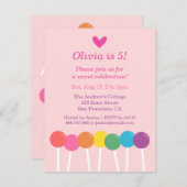 Invitations de fête d'anniversaire de sucrerie de (Devant / Derrière)